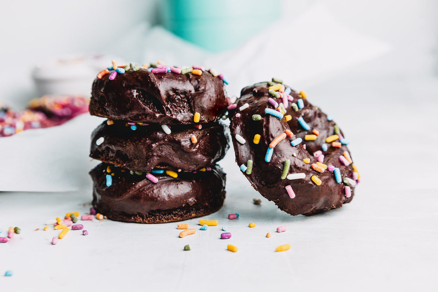 Chocolate Almond Baked Donuts