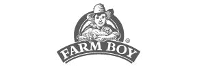 Black and grey Farm Boy logo.